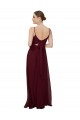 Scoop Neck Long Soft Chiffon Burgundy Gold Sleeveless Bridesmaid Dress Victoria