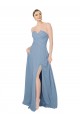 Strapless Long Chiffon Dusty Blue Sleeveless Bridesmaid Dress / Evening Dress Victoria