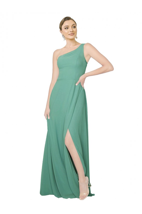 Strapless Long Soft Chiffon Icelandic Silver Sleeveless Bridesmaid Dress Victoria