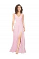 V-Neck Long Soft Chiffon Barely Pink Sleeveless Bridesmaid Dress Victoria