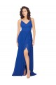 V-Neck Long Soft Chiffon Royal Blue Sleeveless Evening Dress / Bridesmaid Dress Victoria