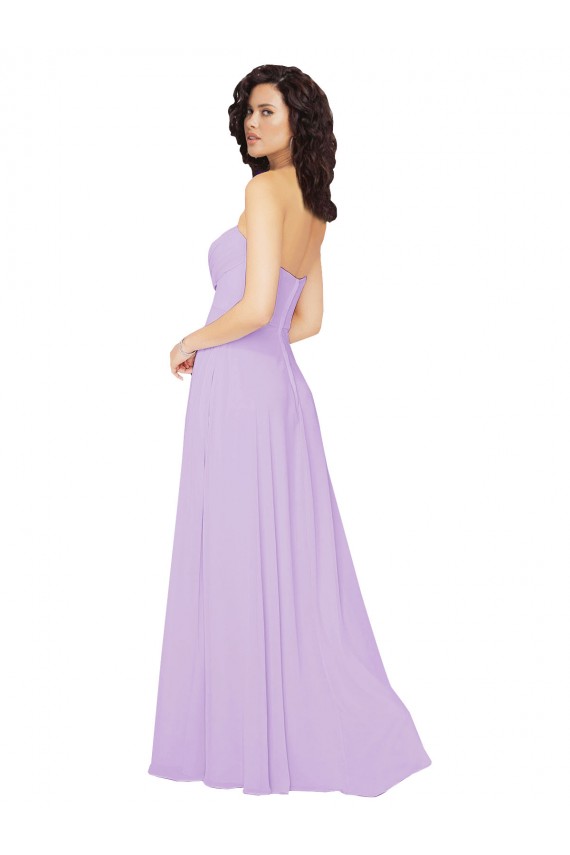 Strapless Long Chiffon Lilac Sleeveless Bridesmaid Dress / Evening Dress Victoria