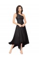 Strapless Midi Length Soft Chiffon Black Sleeveless High Low Bridesmaid Dress Victoria