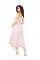 Strapless Midi Length Soft Chiffon Black Sleeveless High Low Bridesmaid Dress Victoria