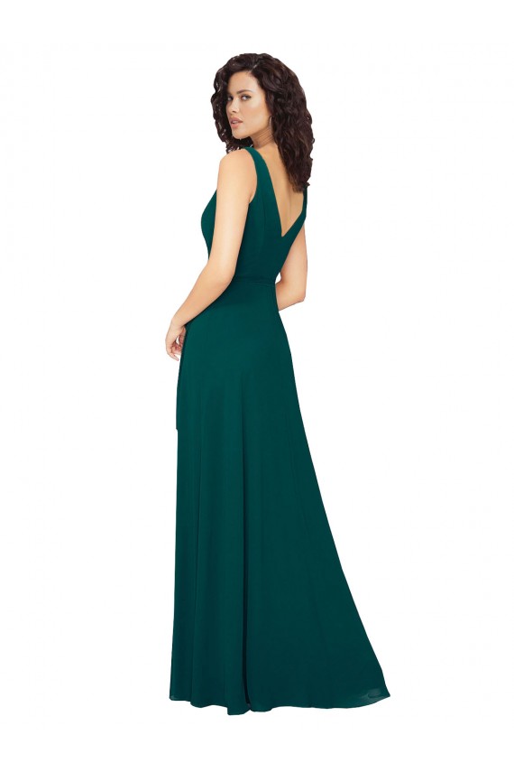 V-Neck Long Chiffon Hunter Sleeveless Evening Gowns / Bridesmaid Dresses Victoria