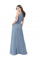 High Neck Long Chiffon Dusty Blue Sleeveless Bridesmaid Formal Dress Victoria