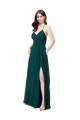V-Neck Long Chiffon Hunter Green Sleeveless Wedding Party Dress Victoria