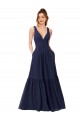 V-Neck Long Full Length Chiffon Dark Navy Sleeveless Evening Gowns / Bridesmaid Dress Victoria
