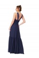 V-Neck Long Full Length Chiffon Dark Navy Sleeveless Evening Gowns / Bridesmaid Dress Victoria