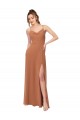 Cowl Neck Long Soft Chiffon Rosewood Sleeveless Bridesmaid Dress Victoria