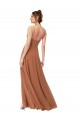 Cowl Neck Long Soft Chiffon Rosewood Sleeveless Bridesmaid Dress Victoria