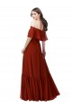 Off the Shoulder Long Soft Chiffon Red Short Flutter Sleeves Bridesmaid Dress Victoria