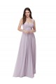 V-Neck Long Soft Chiffon Pink Glow Sleeveless Bridesmaid Dress Victoria