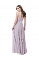 V-Neck Long Soft Chiffon Pink Glow Sleeveless Bridesmaid Dress Victoria