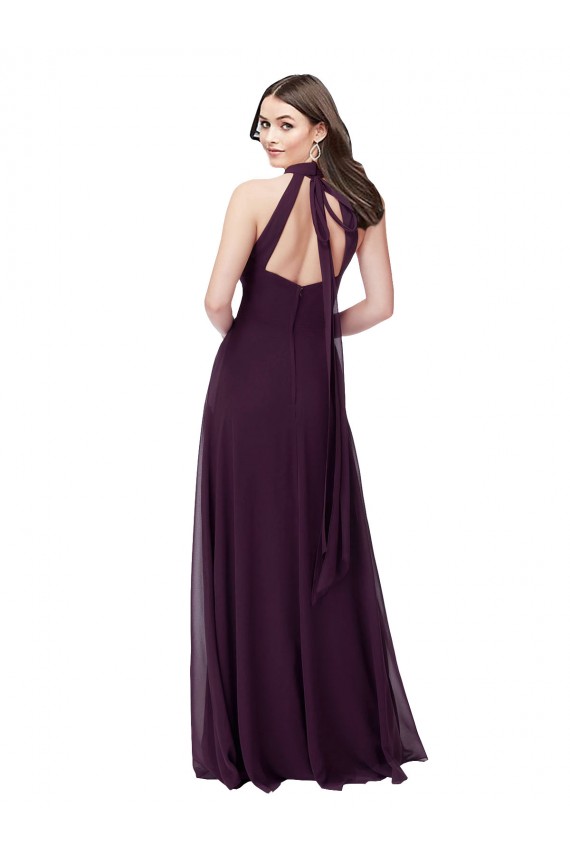 High Neck Long Soft Chiffon Grape Sleeveless Bridesmaid Dress Victoria