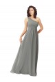 One Shoulder Long Soft Chiffon Wisteria Sleeveless Bridesmaid Dress Victoria