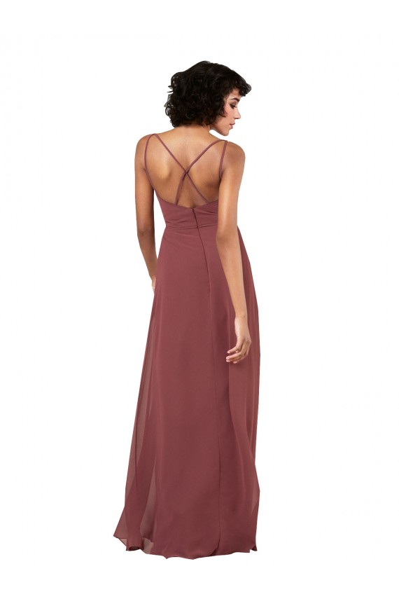 V-Neck Long Soft Chiffon Black Sleeveless Formal Evening Gown / Bridesmaid Dress Victoria