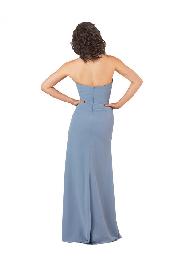 Strapless Long Soft Chiffon Burgundy Sleeveless Bridesmaid Dress Victoria