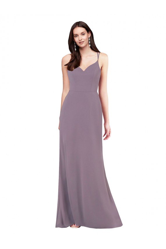 Sweetheart Long Soft Chiffon Dark Lavender Sleeveless Formal Evening Gown / Bridesmaid Dress Victoria