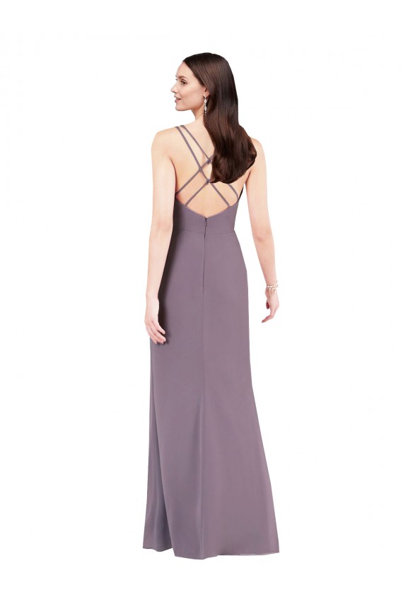 Sweetheart Long Soft Chiffon Dark Lavender Sleeveless Formal Evening Gown / Bridesmaid Dress Victoria