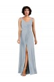V-Neck Long Soft Chiffon Sea Glass Column Sleeveless Bridesmaid Dress Victoria
