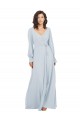 V-Neck Long Soft Chiffon Sea Glass Long Sleeves Formal Dress / Bridesmaid Dress Victoria