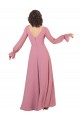 V-Neck Long Soft Chiffon Sea Glass Long Sleeves Formal Dress / Bridesmaid Dress Victoria