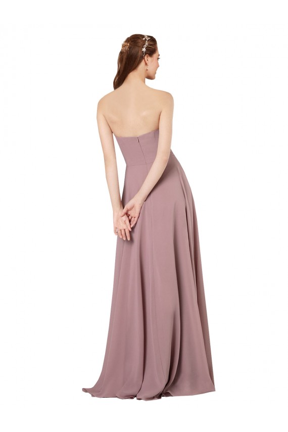Strapless Long Soft Chiffon Grape Sleeveless Formal Dress / Bridesmaid Dress Victoria