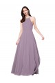 Halter Neck Long Chiffon Dark Lavender Sleeveless Bridesmaid Dress / Evening Dress Victoria