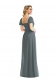 Square Neck Long Soft Chiffon Slate Grey Puff Sleeves Semi Formal Evening Dress / Bridesmaid Dress Victoria