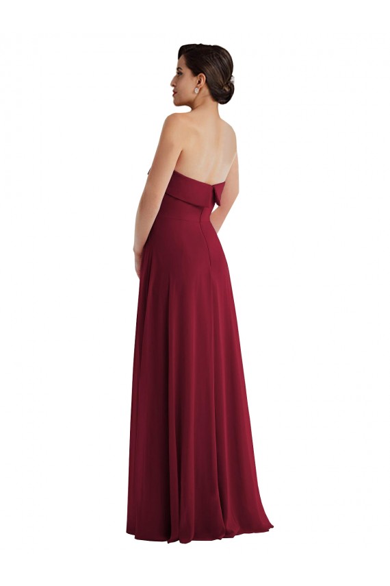 Strapless Long Soft Chiffon Burgundy Sleeveless Formal Evening Gown / Bridesmaid Dress Victoria
