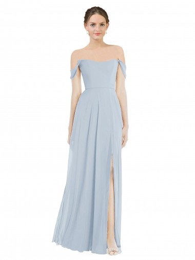 Off the Shoulder Long Soft Chiffon Sea Glass Flounce Sleeves Semi Formal Evening Dress / Bridesmaid Dress Victoria