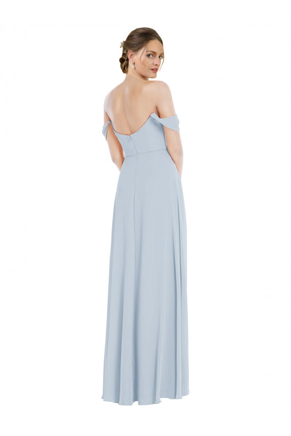 Off the Shoulder Long Soft Chiffon Sea Glass Flounce Sleeves Semi Formal Evening Dress / Bridesmaid Dress Victoria