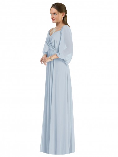 Sweetheart Long Soft Chiffon Sea Glass Puff Sleeves Formal Evening Gown / Bridesmaid Dress Victoria