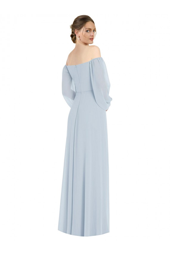 Sweetheart Long Soft Chiffon Sea Glass Puff Sleeves Formal Evening Gown / Bridesmaid Dress Victoria