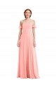 Off the Shoulder Long Soft Chiffon Salmon Flutter Sleeves Semi Formal Evening Dress / Bridesmaid Dress Victoria