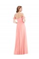 Off the Shoulder Long Soft Chiffon Salmon Flutter Sleeves Semi Formal Evening Dress / Bridesmaid Dress Victoria