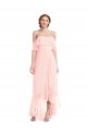 Off the Shoulder Long Soft Chiffon Pink Sleeveless High Low Bridesmaid Dress Victoria