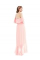 Off the Shoulder Long Soft Chiffon Pink Sleeveless High Low Bridesmaid Dress Victoria