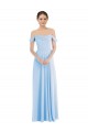 Off the Shoulder Long Soft Chiffon Light Sky Blue Sleeveless Formal Evening Gown / Bridesmaid Dress Victoria