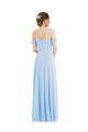 Off the Shoulder Long Soft Chiffon Light Sky Blue Sleeveless Formal Evening Gown / Bridesmaid Dress Victoria