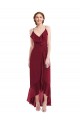 V-Neck Long Soft Chiffon Burgundy Sleeveless High Low Evening Gown / Bridesmaid Dress Victoria