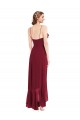 V-Neck Long Soft Chiffon Burgundy Sleeveless High Low Evening Gown / Bridesmaid Dress Victoria