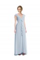 V-Neck Long Soft Chiffon Sea Glass Sleeveless Black Tie Evening Gown / Bridesmaid Dress Victoria