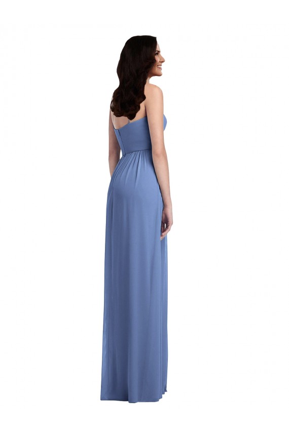 Spaghetti Straps Long Soft Chiffon Windsor Blue Sleeveless Semi Formal Evening Dress / Bridesmaid Dress Victoria