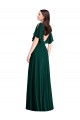 Bateau Neck Long Soft Chiffon Ever Green Bell Sleeves Semi Formal Evening Dress / Bridesmaid Dress Victoria