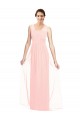 V-Neck Long Luxe Chiffon Pink Sleeveless Bridesmaid Dress Victoria