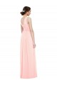 V-Neck Long Luxe Chiffon Pink Sleeveless Bridesmaid Dress Victoria