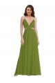 V-Neck Long Soft Chiffon Olive Green Sleeveless Plus Size Evening Gown / Bridesmaid Dress Victoria