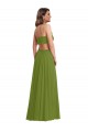 V-Neck Long Soft Chiffon Olive Green Sleeveless Plus Size Evening Gown / Bridesmaid Dress Victoria